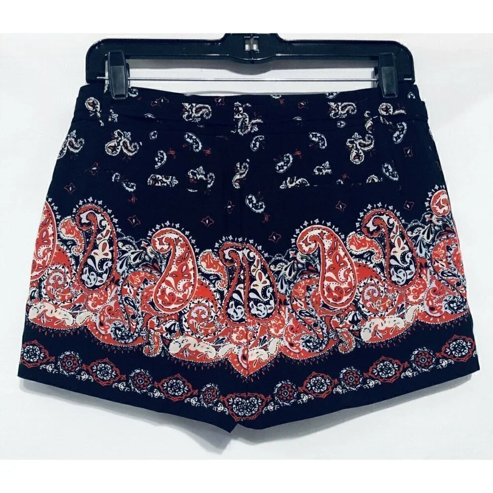 Ann Taylor LOFT Womens Petite Size 2 Sunset Paisley Tie Waist Shorts Boho